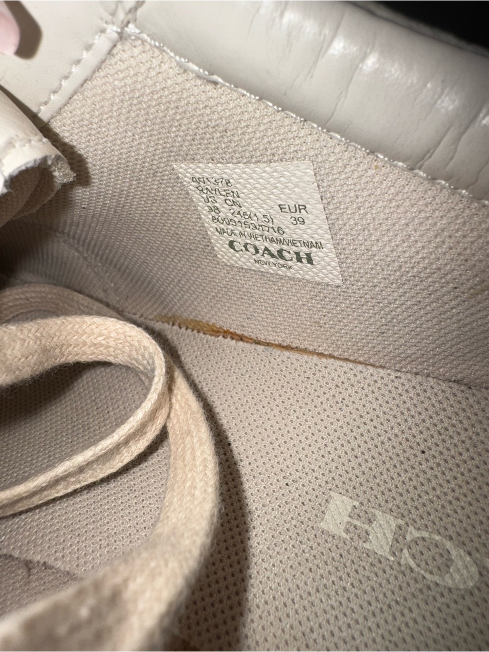 Coach Cream Leather Low-Top Sneakers with Silver Metal Logo - Picture 6 of 9